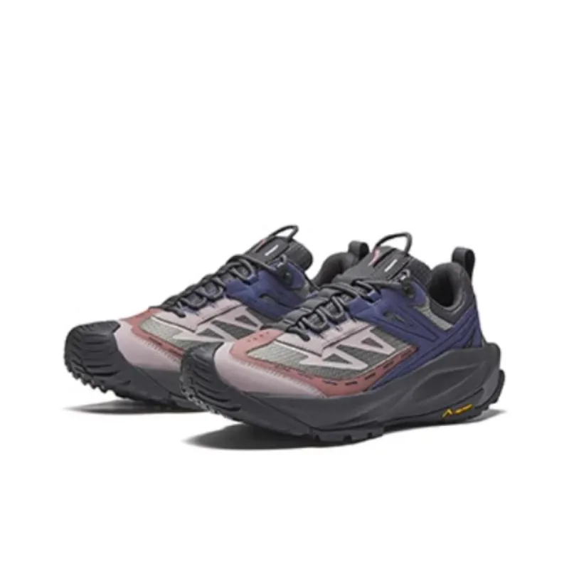 Anta Tracking Anti-Slip Wear-Resistant Low-Top Hiking Shoes Men's Gray Blue Red-1