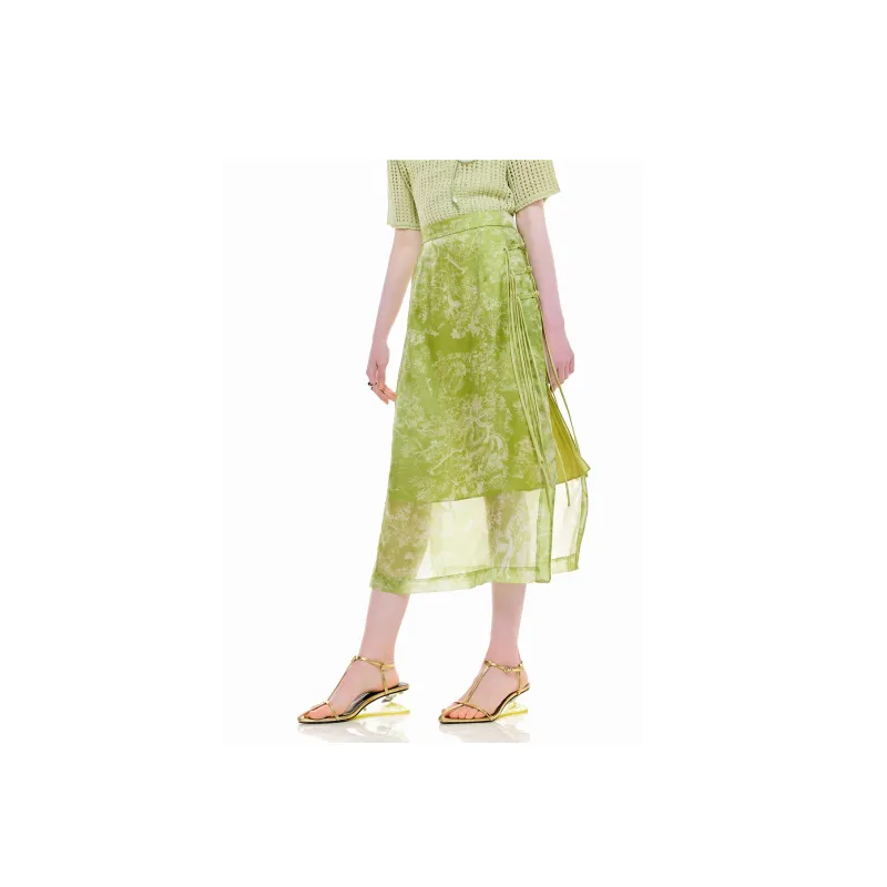 COCOON Casual Long Skirt Women's Green-2