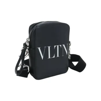 Valentino Vltn Logo Printed Zip Up Small Messenger Bag