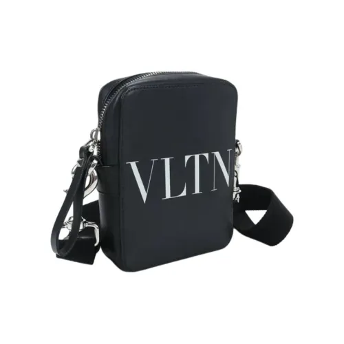 Valentino Vltn Logo Printed Zip Up Small Messenger Bag