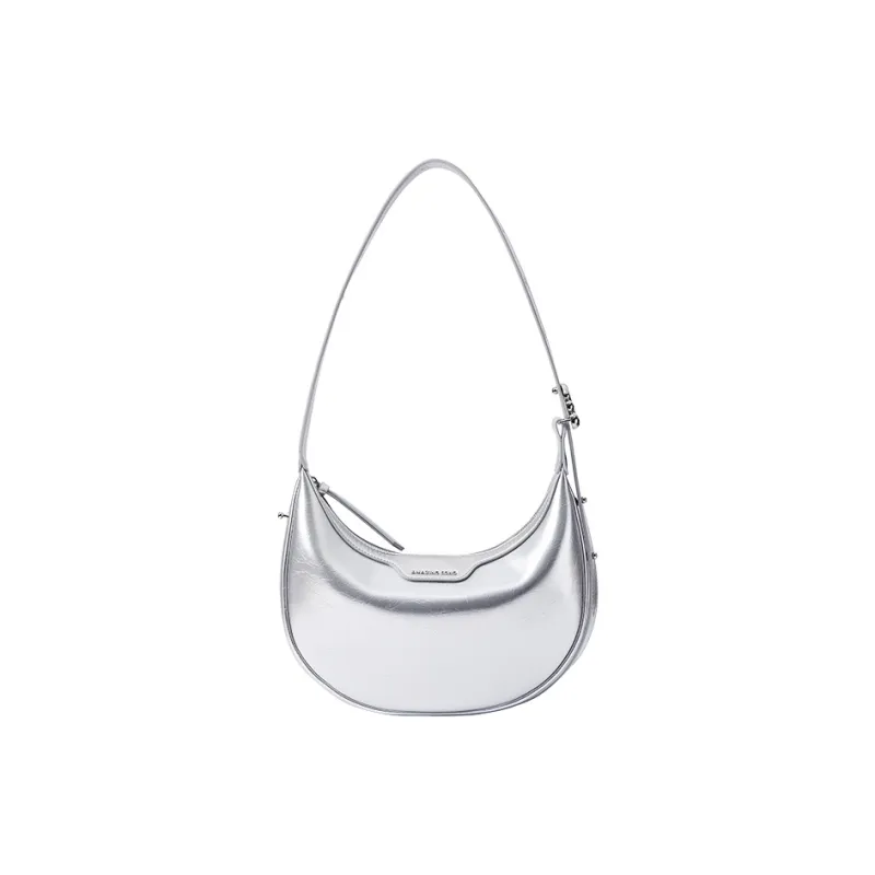 AMAZING SONG Cow Leather Shoulder Bag Small Size Women's Moonlight Silver-3