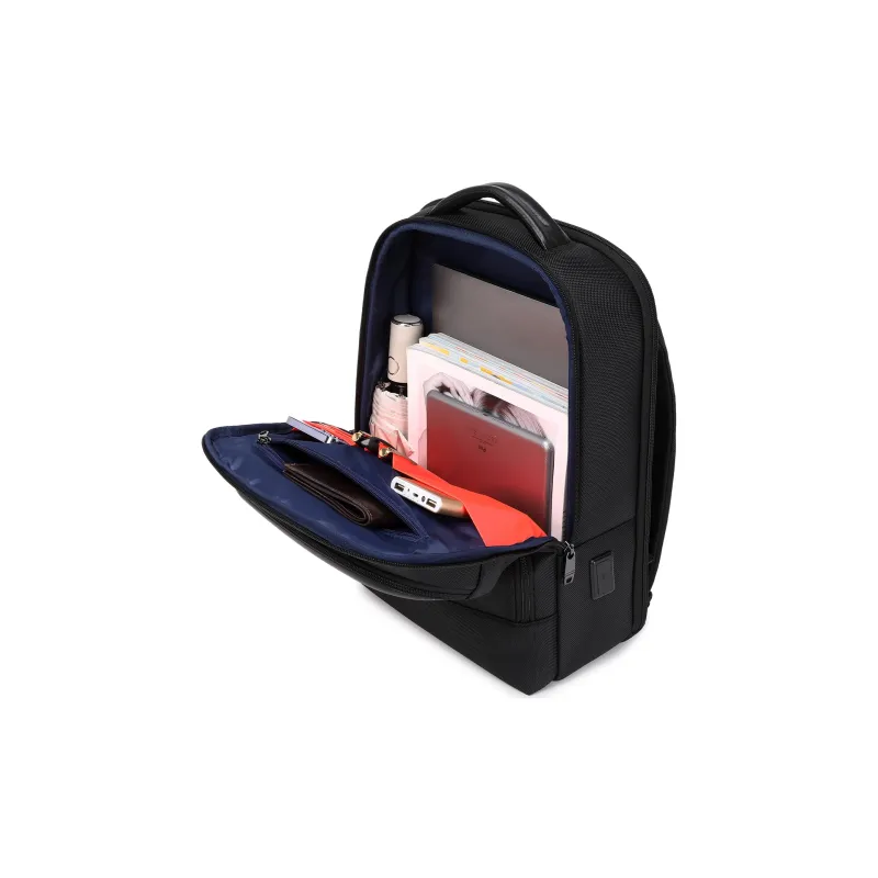 QRST Composite Fabric With Microfiber Laptop Bag Backpack Unisex Black-4