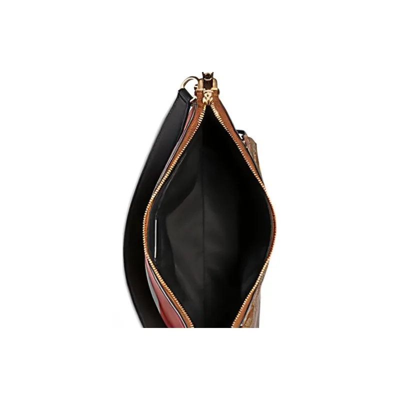 COACH Marlon Canvas With Leather Hobo Bag Tote Bag Shopping Bag Crossbody Bag Shoulder Bag Women's Brown & Red-2