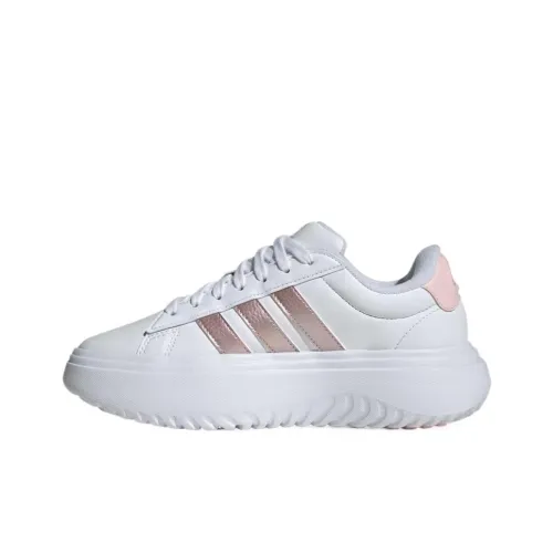 Adidas Women's Grand Court Platform 'White Sandy Pink Metallic'