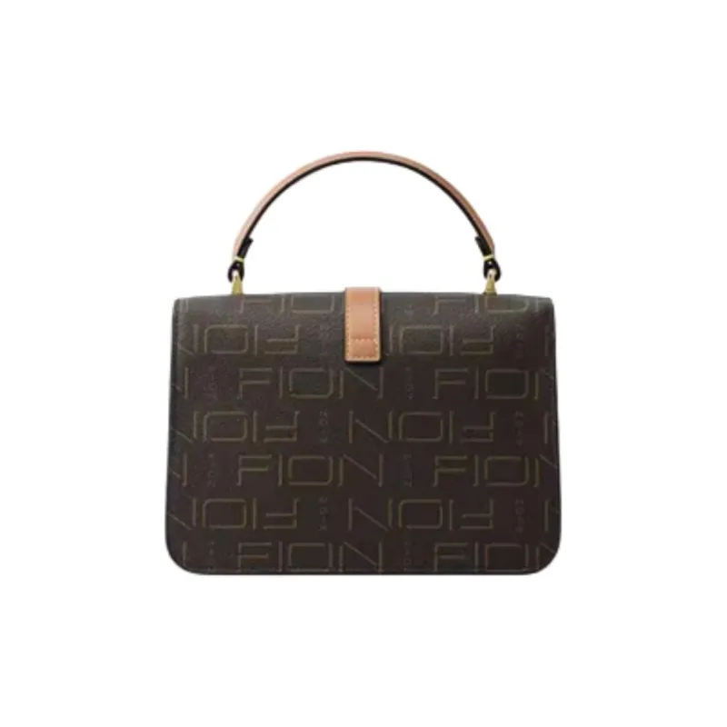 FION Coated Canvas Shoulder Bag, Crossbody Bag, Handbag Trumpets Women's Coffee & Tea Brown-4