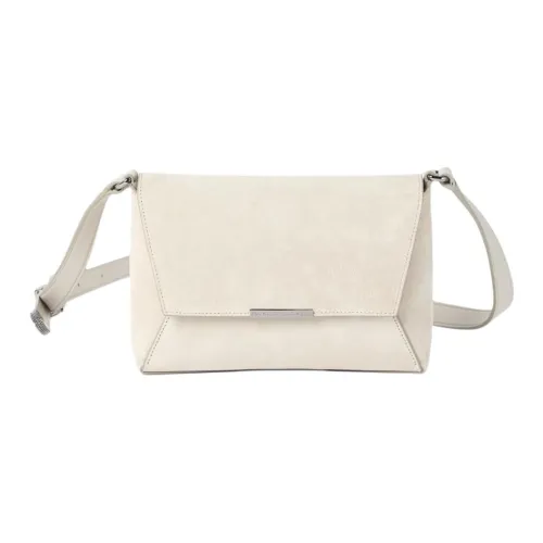 Brunello Cucinelli Suede Calfskin Envelope Bag, Shoulder Bag, Crossbody Bag Women's Light Gray