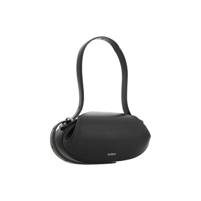 YUZEFI Leather Dinner Rolled Shoulder Bag, Crossbody Bag Women's Black-3
