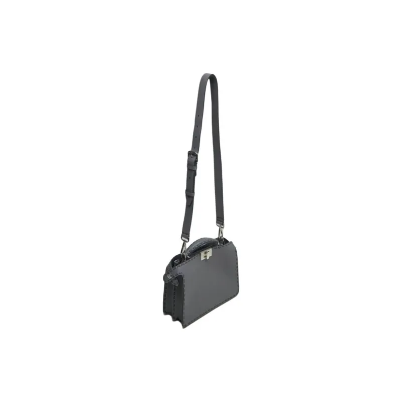 FENDI Leather Shoulder Bag, Crossbody Bag, Handbag Men's Gray-1
