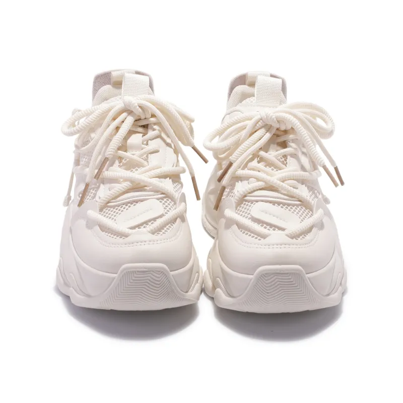SNXR Anti-Slip Wear-Resistant Waterproof And Breathable Low-Top Chunky Sneakers Women's Beige-90