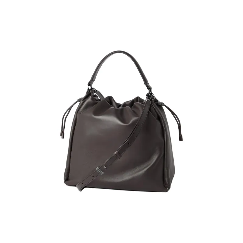 Brunello Cucinelli Soft Leather One Shoulder Handbag Women's Brown-1