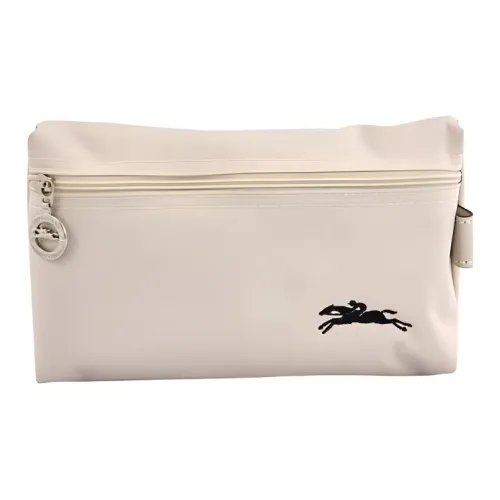 LONGCHAMP Nylon Makeup Bags Clutches Women's White