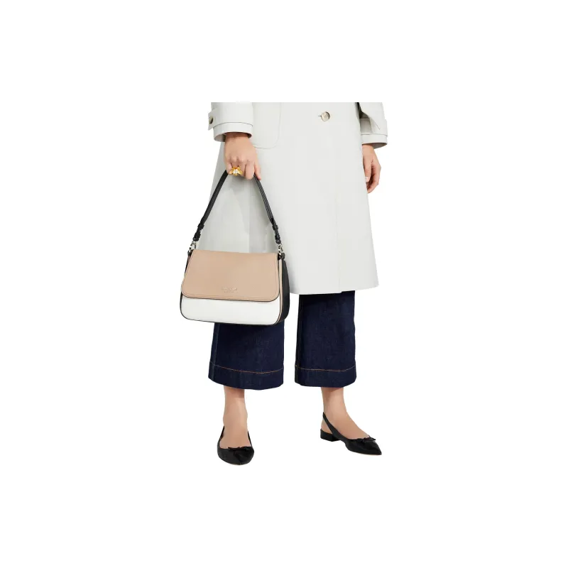 Kate Spade Hudson Leather Handbags Shoulder Bags Women's Milk White Multicolor-4
