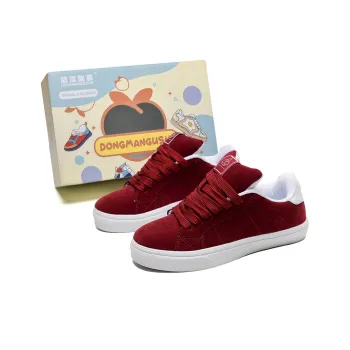 Anime Story Anti Slip Wear Resistant Lightweight Breathable Low Top Skateboard Shoes Unisex Burgundy Box Included
