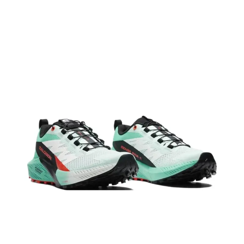 SALOMON Sense Ride 5 Slip Resistant Breathable Low Top Running Shoes Women's Gulf Green-1