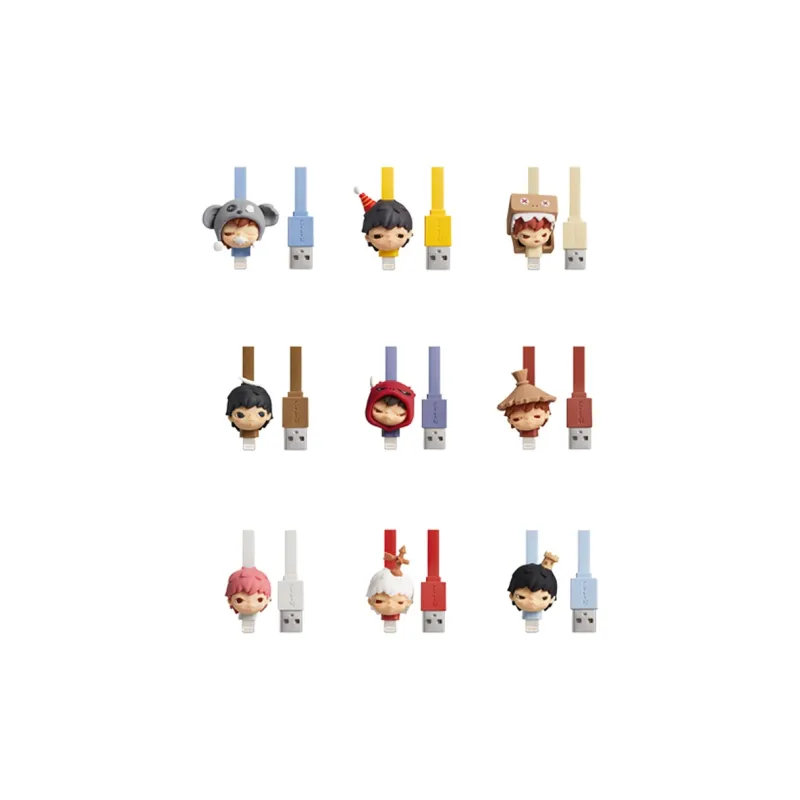 POP MART HIRONO ONO Mute Drama Collection Cable Type-C Blind Box Products Single Blind Box/whole Box 9 Pcs-0