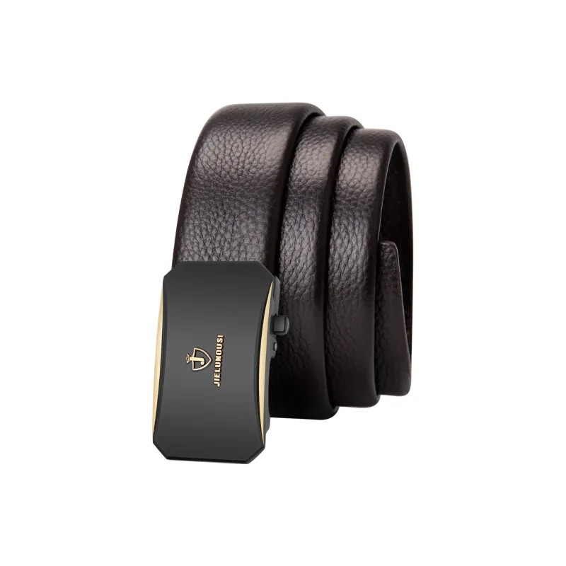 Jaylen Oos Top Grain Cow Leather Leather Belts Men Silver Buckle Black/Gold Buckle Black/Gold Tone Lock Coffee 3.5cm-9