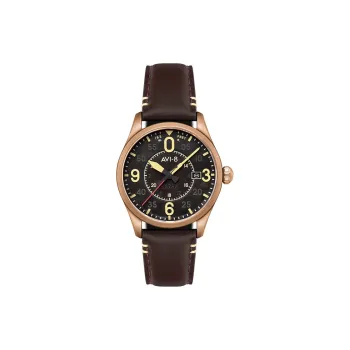 AVI 8 Spitfire Wrist Watch Automatic Mechanical Movement Genuine Leather Strap Black Dial Men
