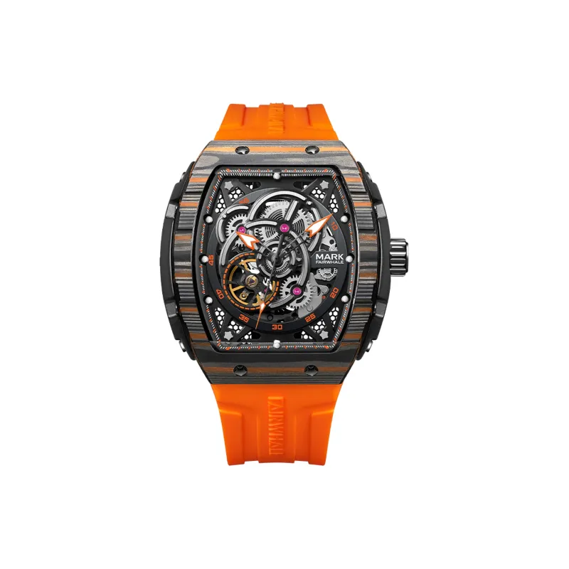 FAIRWHALE Pioneer Collection Automatic Mechanical Movement Silicone Strap Watch Men's Watches Cut Out Dial-4