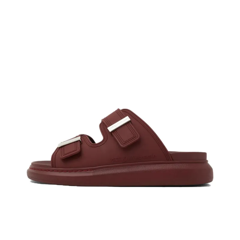 Alexander McQueen Hybrid Buckled Rubber Sandal Burgundy-0