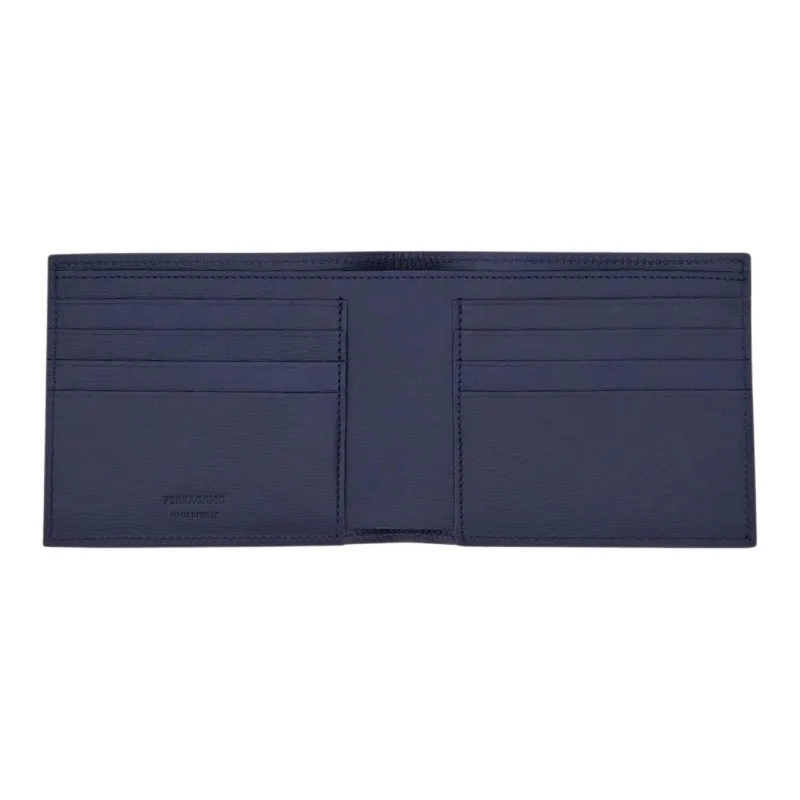 FERRAGAMO Wave Calfskin Wallet Men Midnight Blue-3