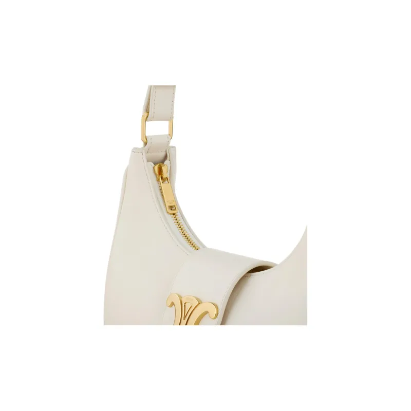 CELINE AVA Calfskin Handbag, Shoulder Bag Medium Size Women's White-4