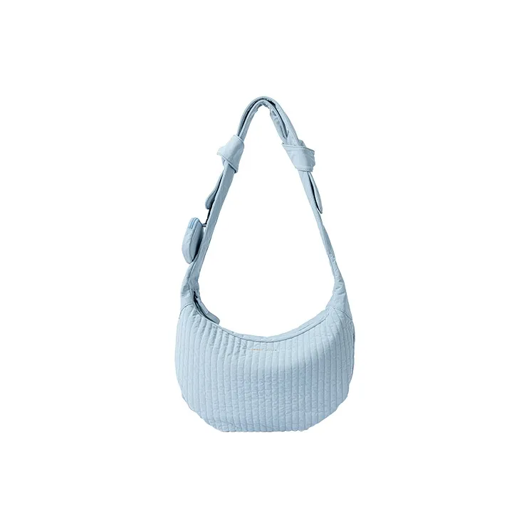 VANESSA HOGAN Fabric Crescent Bag Handbag, Shoulder Bag, Crossbody Bag Women's Light Blue/Black-1