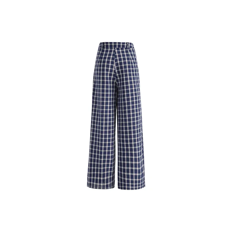 Wen Shan Casual Pants Women's Bubble Checkered-1
