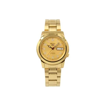 SEIKO Automatic Mechanical Movement Stainless Steel Strap Watch 37mm Men's Watches Gold Dial SNKK38J
