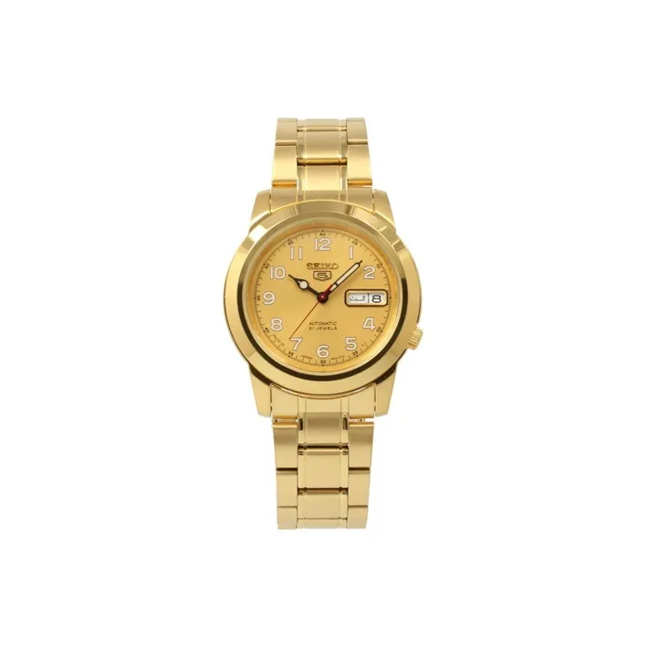 SEIKO Automatic Mechanical Movement Stainless Steel Strap Watch 37mm Men's Watches Gold Dial SNKK38J-0