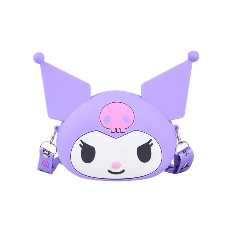 Sanrio Hello Kitty My Melody Silicone Coin Purse Fresh Look Large Head Bag One Shoulder Crossbody Storage Bag IP Merch-3