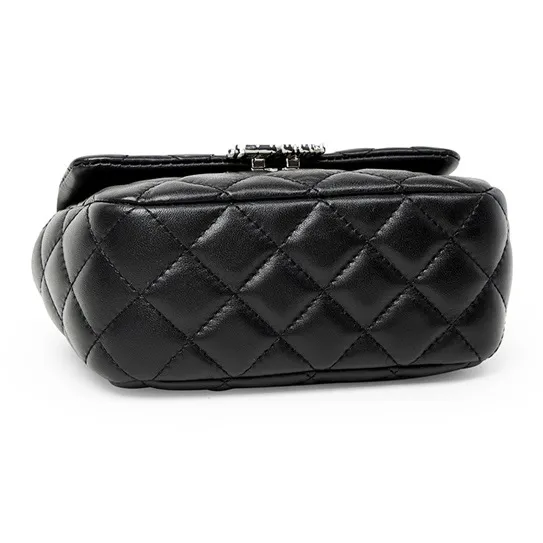 Teenmix Sheepskin Microfiber Synthetic Leather Shoulder Bag Crossbody Bag Chain Pack Medium Size Women's Black-5