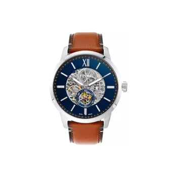 FOSSIL Wrist Watch Automatic Mechanical Movement Leather Watch Bands Blue Dial Men's Watches