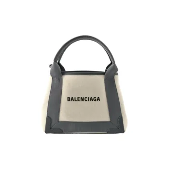 Balenciaga Calfskin Tote Bag Shopping Bag One Shoulder Crossbody Canvas Bag Handbag Extra Small Women's Natural & Gray
