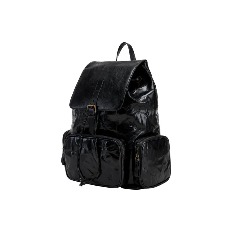 Hush Puppies Cow Leather Backpack Large Size Men Black-1