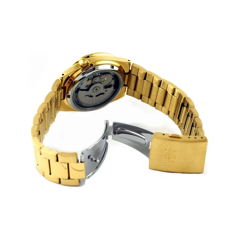 SEIKO Automatic Mechanical Movement Stainless Steel Strap Watch 35mm Men's Watches Gold Dial SNKE06K-3