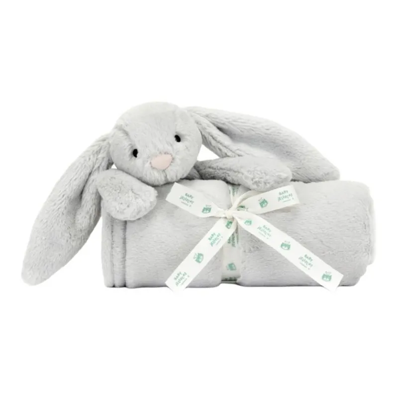 JELLYCAT Personalised Bashful Silver Bunny Blankie-0