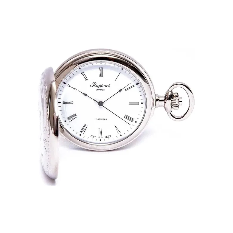 RAPPORT Mechanical Movement Manual Mechanical Movement Brass Pocket Watch 50mm Unisex Silver-0
