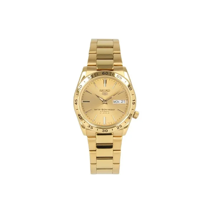 SEIKO Automatic Mechanical Movement Stainless Steel Strap Watch 35mm Men's Watches Gold Dial SNKE06K-0
