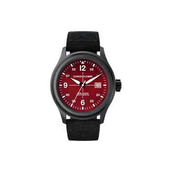 CHRONOLOGIA Pilot Collection Wrist Watch Automatic Mechanical Movement Canvas Strap Red Watch Dial Men's Watches