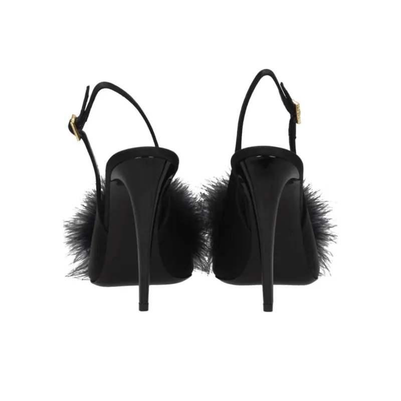 SAINT LAURENT Faux-fur Detail 110mm Sandals-6