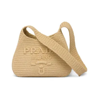 PRADA Raffia Braided Straw Tote Bag Shopping Bag Shoulder Bags Women's Light Umber