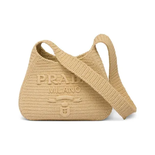 PRADA zipped Braided Straw Tote Bag Shopping Bag Shoulder Bags Women's Light Umber