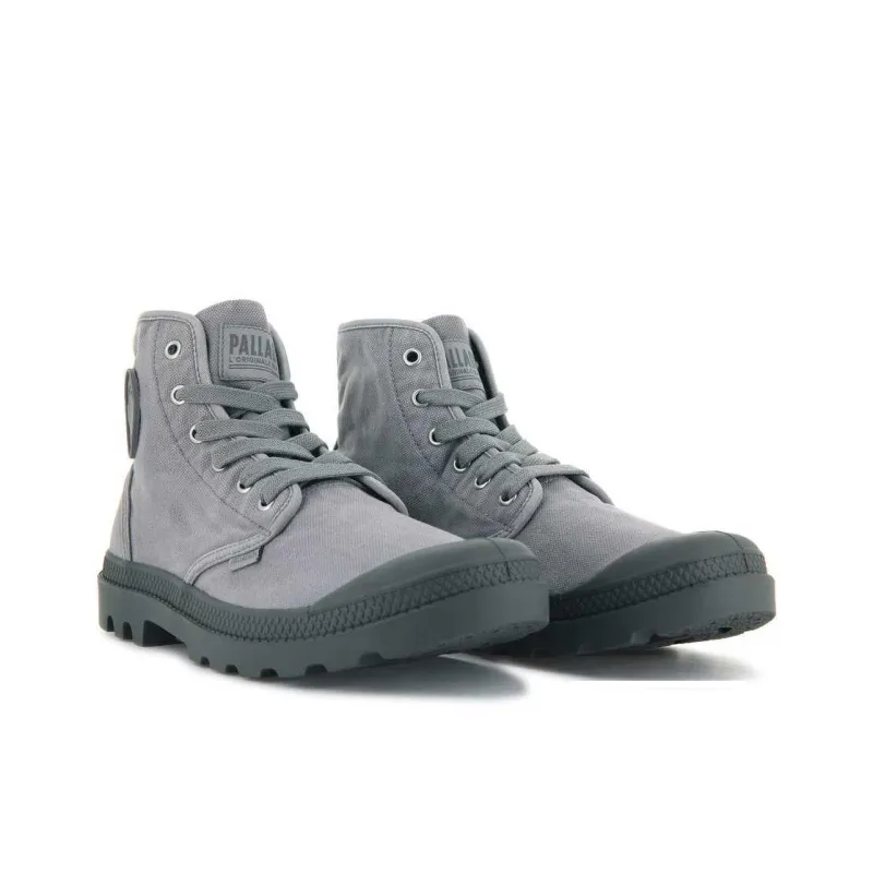 Palladium Abrasion Resistant Mid Top Martin Boot Men Gray Flannel-2