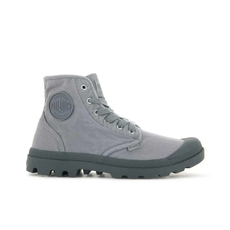 Palladium Abrasion Resistant Mid Top Martin Boot Men Gray Flannel-1