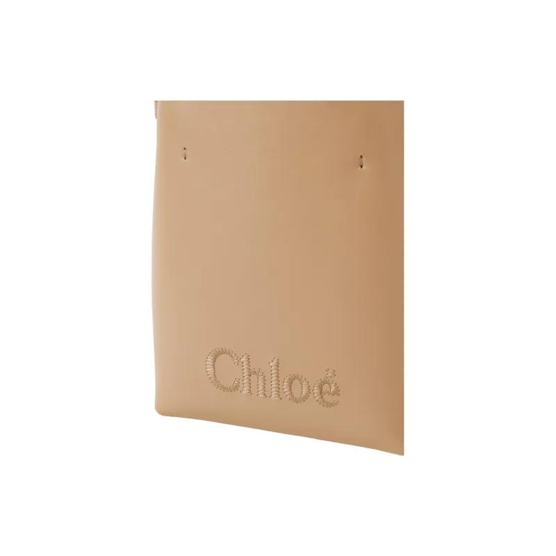 Chloe Cow Leather Shoulder Bag Crossbody Bag Handbag Women's Camel-4