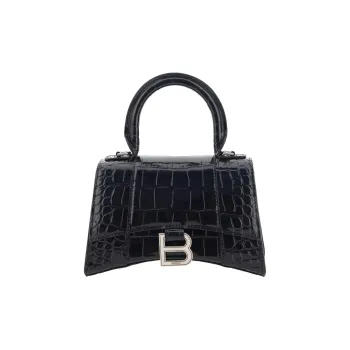 Balenciaga Hourglass Xs Logo Plaque Tote Bag