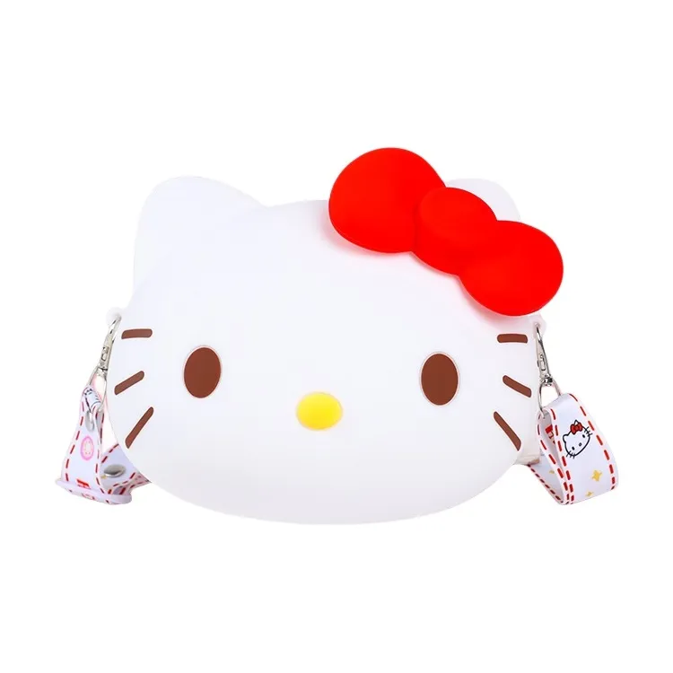 Sanrio Hello Kitty My Melody Silicone Coin Purse Fresh Look Large Head Bag One Shoulder Crossbody Storage Bag IP Merch-1
