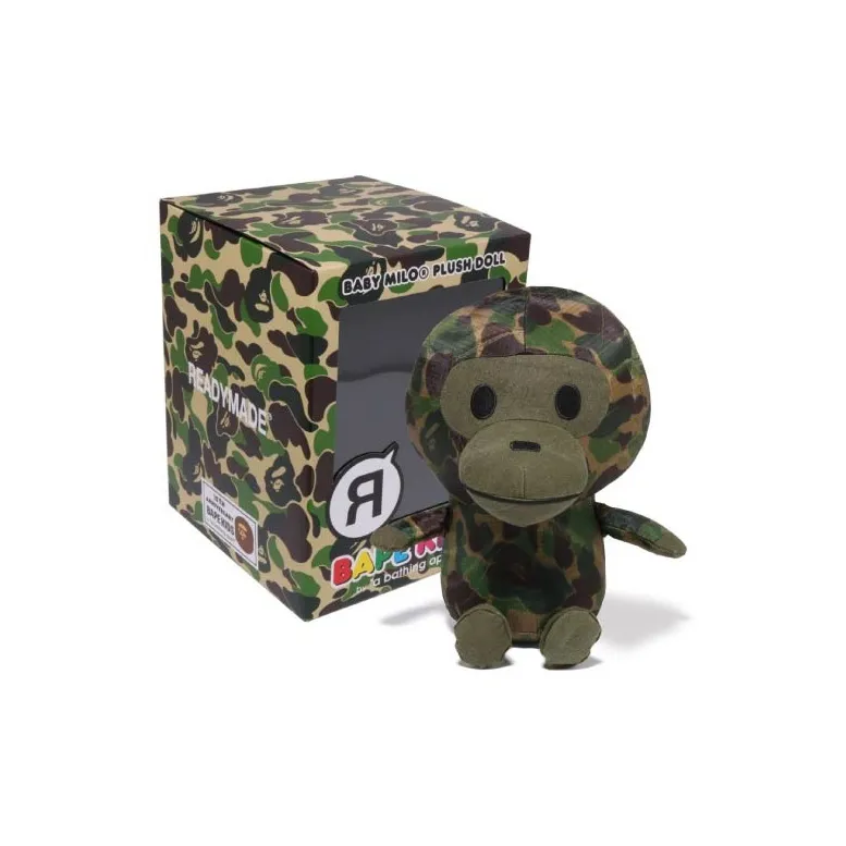 A BATHING APE Kids X Readymade Abc Camo Baby Milo Plush Doll M Army Green-3