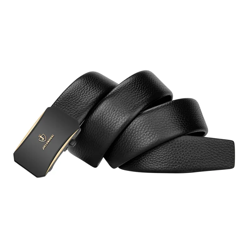 Jaylen Oos Top Grain Cow Leather Leather Belts Men Silver Buckle Black/Gold Buckle Black/Gold Tone Lock Coffee 3.5cm-6