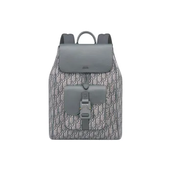 DIOR OBLIQUE Grained Calfskin Backpack Men Dark Gray